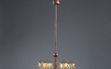 Italian art deco lamp from the 30s made of copper
