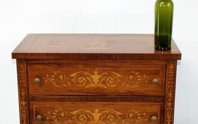 Italian marquetry 2 drawer commode