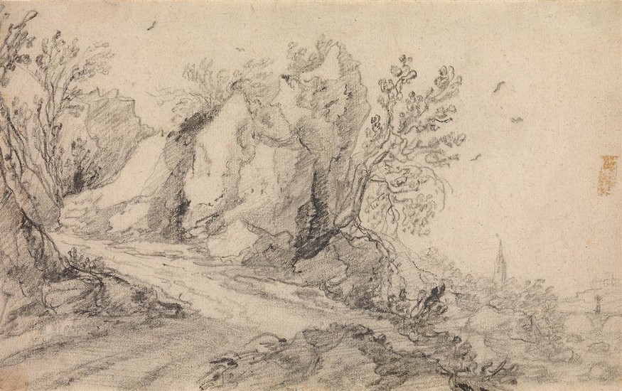 JAN WILDENS (ATTRIBUTED TO) (Antwerp 1586-1653 Antwerp) A Rocky Landscape with a Path...