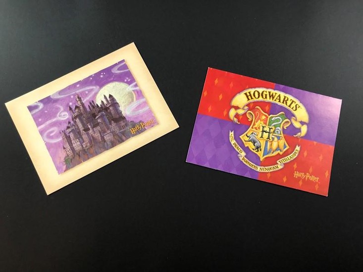 J.K. ROWLING. Two colored postcards with the signature