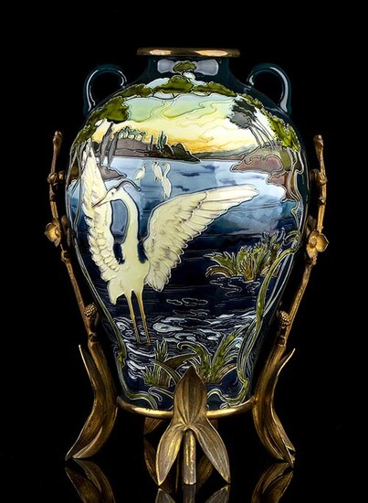 JULIUS DRESLER Art Nouveau vase, Austria h 38 cm (without...