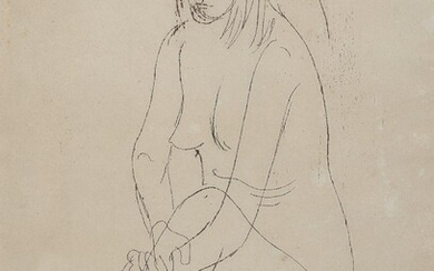 Jankel Adler, Polish 1895-1949- Seated Figure, 1944; pen and ink, signed and dated 1944 lower right, 39.5x34cm (ARR) Provenance: Gimpel Fils, London (Opus no. 102); Private Collection, London Exhibition: Moray House Collage, Edinburgh, 1986