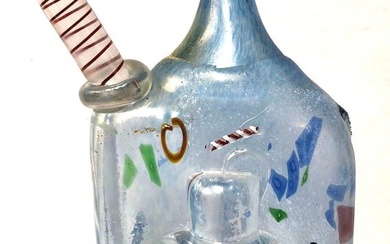 Kosta Boda Swedish Art Glass - Abstract "Atelier" Flask Bottle Vase - Bertil Vallien - Signed