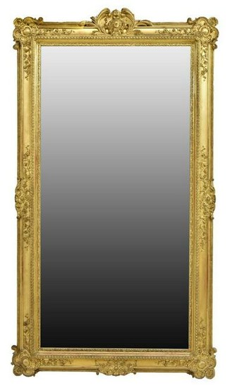 LARGE FRENCH LOUIS XV STYLE GILTWOOD MIRROR