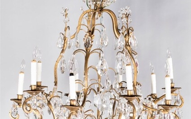 LOUIS XV STYLE GOLD PAINTED IRON CHANDELIER