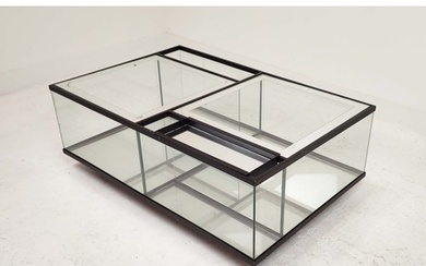 LOW TABLE, glass with mirrored borders and a black metal fra...