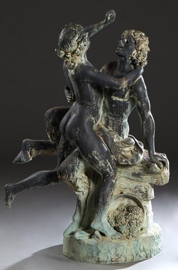 Large Patinated Bronze Erotic Figural Garden Group