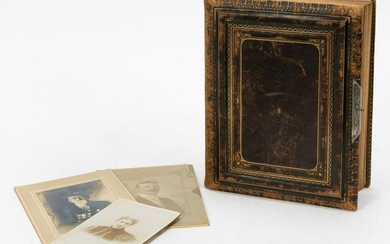 Late 19th Cabinet Card Album w/ 3 Loose Images