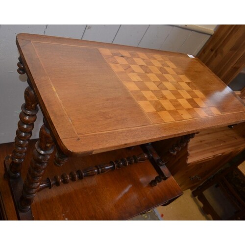Late VICTORIAN games table with chessboard feature top and t...
