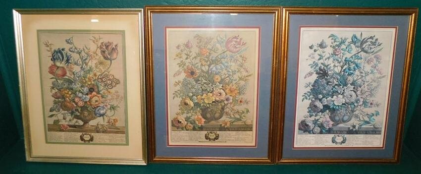 Lot 3 Hand Colored Month Engravings