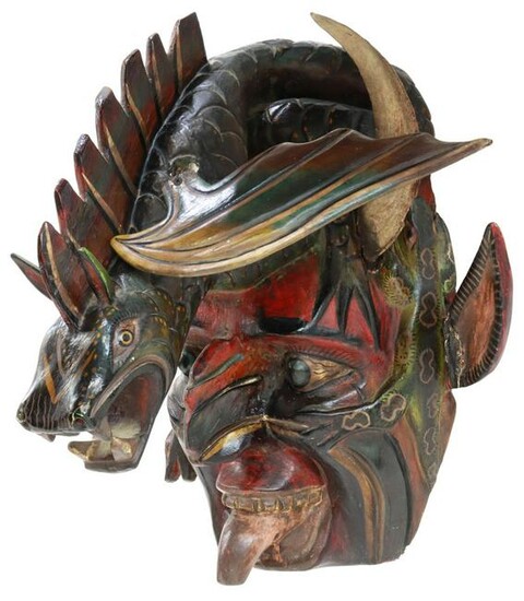 MEXICAN CARVED DEVIL & SERPENT MASK, GUERRERO