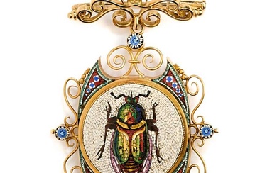 MICRO-MOSAIC AND GOLD PENDANT/BROOCH, 1870s