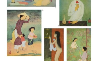 Mai Trung Thu dit MAI-THU 1906-1980 Série de sept impressions sur soie Comprenant : 1...