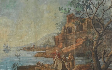Marina con porto e mercanti turchi, Scuola francese fine XVIII secolo