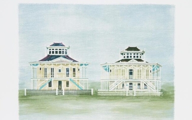 Mary Faulconer, Twin Houses Mississippi, Lithograph