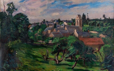 Maurice Bouviolle, French 1893-1971- A French Village; oil on stretchered canvas, signed lower right 'M Bouviolle', 41 x 64 cm (ARR)