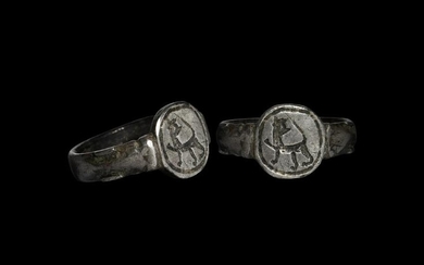 Medieval Silver Signet Ring with Lion