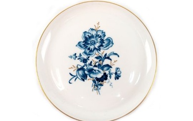 Meissen-Teller, blauer Blumendekor mit Goldgräsern und Goldrand, 1. Wahl, Dm. 18 cm