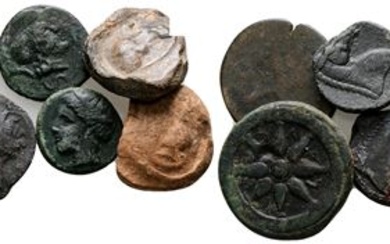 Mixed lot of 8 Greek and Roman Imperial Æ coins, to be catalogued. Lot sold as is, no return