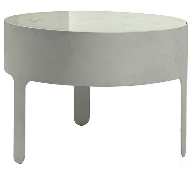 Modern White Metal Tripod Round Side End Table