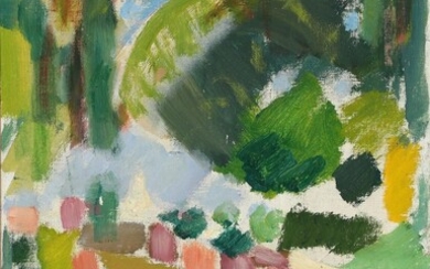 SOLD. Mogens Valeur: Scenery with garden. Signed M. Valeur 65. Oil on canvas. 47 x 33 cm. – Bruun Rasmussen Auctioneers of Fine Art