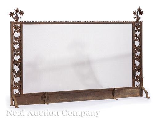 Monumental Cast and Hand Wrought Iron Firescreen