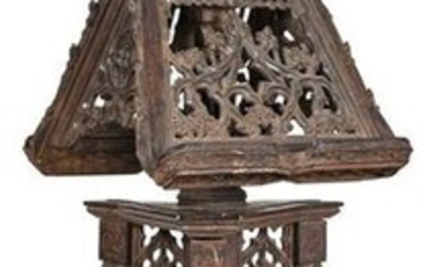 Monumental Gothic Style Carved Walnut Lectern