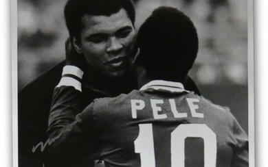 Muhammad Ali Pele Signed Autographed 16X20 Photo Hugging Legends OA