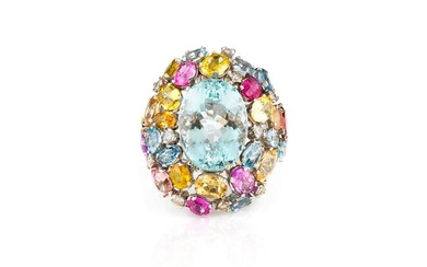 Multi-colored Gemstone Cocktail Ring