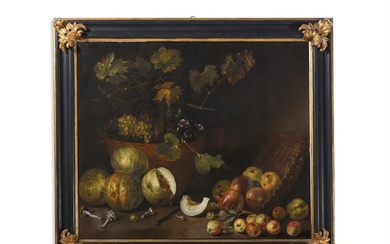 NEAPOLITAN SCHOOL (17TH CENTURY), STILL LIVES WITH VINES, MELONS, AND OTHER FRUIT (2)