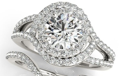 Natural 1.75 CTW Diamond Engagement Ring SET 18K White Gold