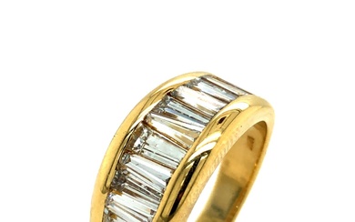 Natural Baguette Diamond Ring Wide Band