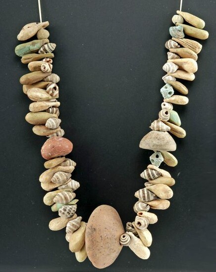 Necklace w/ Sumer Shell & Faience, Roman Bone & Pottery