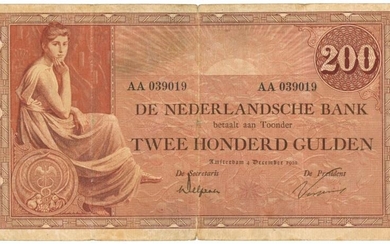 Nederland. 200 gulden. Bankbiljet. Type 1921. Grietje Seel - Fraai.