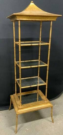 Neo-Classical Style Pagoda Form Gilt Metal Etagere