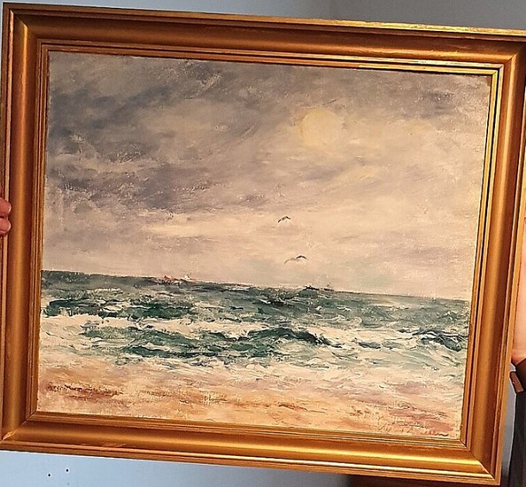 Niels Nielsen: “View from the beach, Skagen”. Signed Niels Nielsen. Oil on canvas. 40×48 cm.