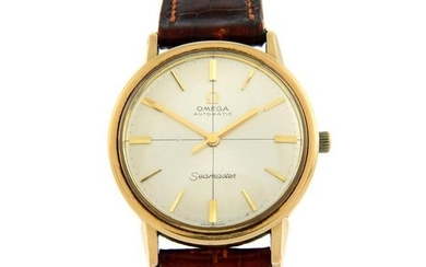 OMEGA - a Seamaster wrist watch. 9ct yellow gold case, hallmarked Birmingham 1963. Case width 34mm.