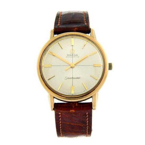 OMEGA - a Seamaster wrist watch. 9ct yellow gold case, hallmarked Birmingham 1963. Case width 34mm.