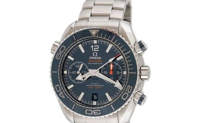 Omega Seamaster Planet Ocean wristwatch, men, stainless steel, d=48 mm / Men's Omega Seamaster Planet Ocean wristwatch, reference 215.30.46.51.03.001, automatic movement, glazed back. Dark blue dial, unidirectional rotating bezel with two registers...