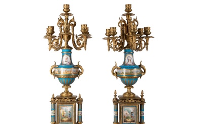 PAIR OF SEVRES STYLE FIGURAL CANDELABRA, 19TH C.
