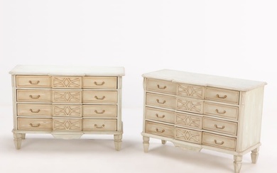 PAIR SWEDISH STYLE PAINTED FOUR DRAWER DRESSERS.