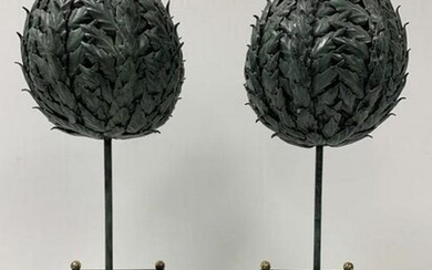 PAIR VINTAGE MAITLAND SMITH TOLEWARE TOPIARY TREES