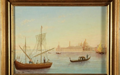 P.J. Grace Folk Art / Naive Venetian Gondola Oil