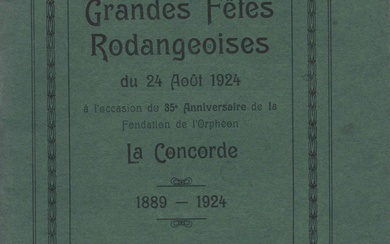 (PROGRAMME) Grandes fêtes Rodangeoises du 24 Août 1924 à l'occasion du 35e anniversaire de la...