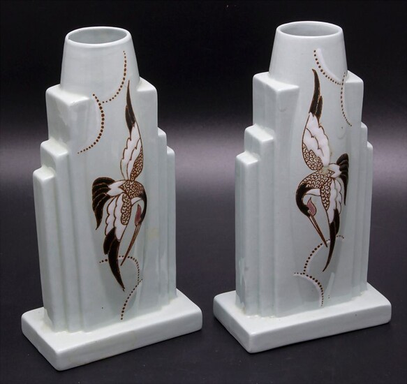 Paar Art Déco Vasen / A pair of Art Deco vases, Longwy, um 1920