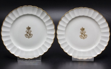 Paar Butterteller mit Napoléon III Monogramm / A pair of butter plates with Napoleon III...