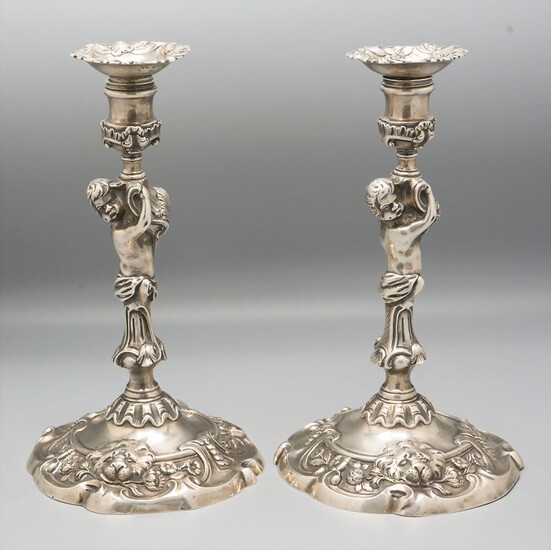 Paar Rokoko Silber Kerzenleuchter / A pair of Rococo silver candlesticks, John Cafe, London, 1749...
