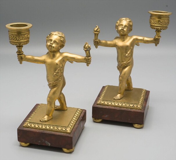 Paar figürliche Bronzeleuchter / A pair of figural candle holders, Frankreich, 19. Jh.