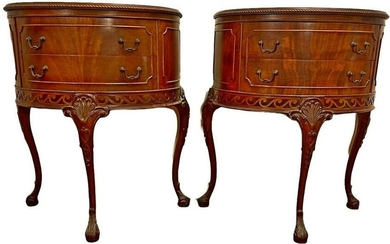 Pair French Demilune Night Stands