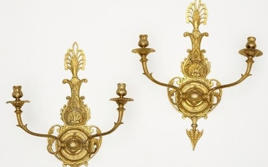 Pair George III style gilt bronze wall sconces